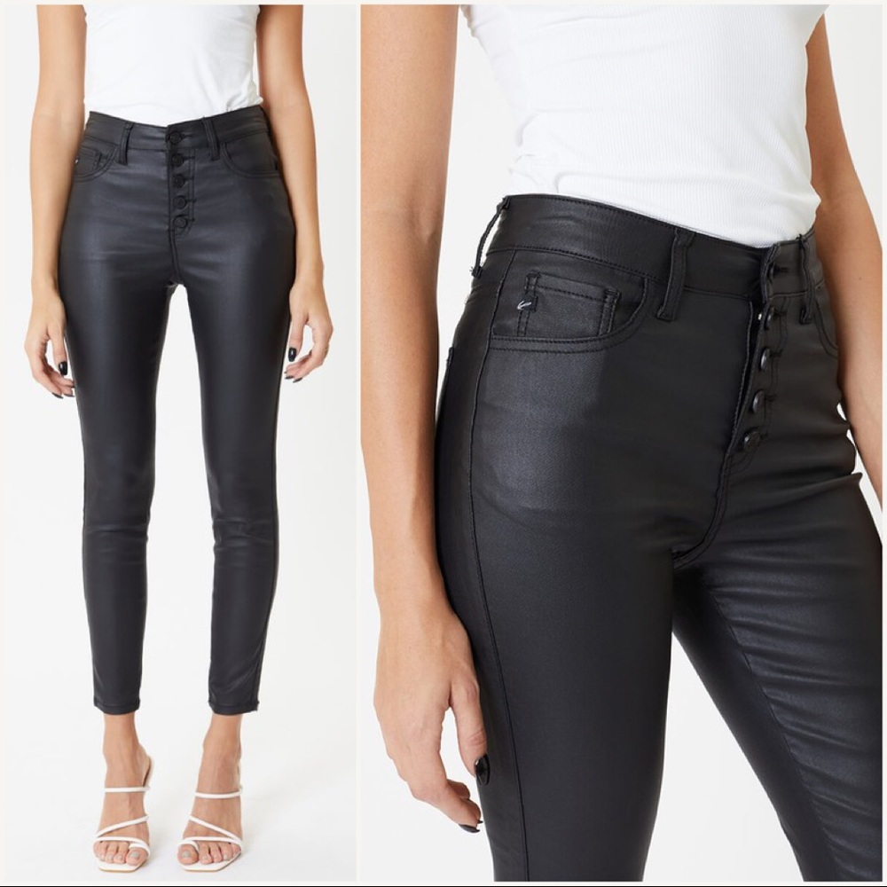 Button Fly High Rise Leather Skinny’s